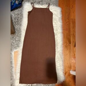 Brown Midi Slip Dress